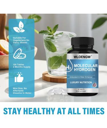 Hydrogen Water Tablets with Magnesium - H2 Molecular Tabs for Drinking Water Non-GMO Gluten-Free & Vegan - Supports Energy - 120 Tablets (60 Servings) - Buy Online on GoSupps.com