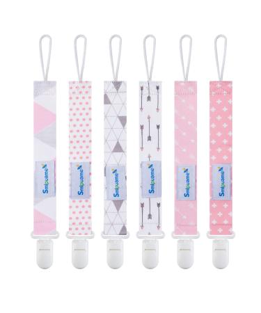 Smlpuame Pacifier Clip Girl 6 Pack Stylish Binky Clips Strap for Baby Girls Paci Holder with Clip Lightweight Universal Fits Most Pacifiers Teether Toy Teething Ring Soothie Baby Gifts(Pink & Grey) Pink Grey - Buy Online on GoSupps.com