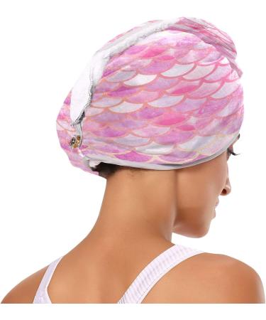 Pink Mermaid Scales Dry Hair Cap & Towel Set - Quick Drying Super Absorbent Soft Comfort - Buy Online on GoSupps.com