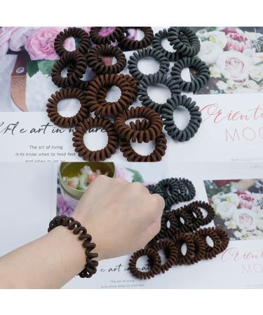 Spiral Hair Ties Set - 18 Pieces Ponytail Holder Coil Hair Ties for Women Girls - No Crease Phone Cord Hair Ties for all Hair Types - Light Coffee, Deep Coffee, Dark Gray - Gray Brown Coffee - Buy Online on GoSupps.com