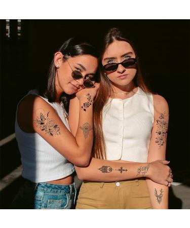 Black Flower Realistic Temporary Tattoos - 250pcs Waterproof Sexy Floral Fake Tattoos | Long-Lasting & Perfect Christmas Gift! - Buy Online on GoSupps.com