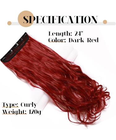 S-noilite 24 Dark Red Curly Wavy Clip-in Hair Extensions - Half Head 5 Clips Hairpiece - Buy Online on GoSupps.com