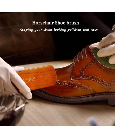 VESONNY 2Pcs Horsehair Shoe Brush Set for Leather Suede Sneakers - Brown - Buy Online on GoSupps.com