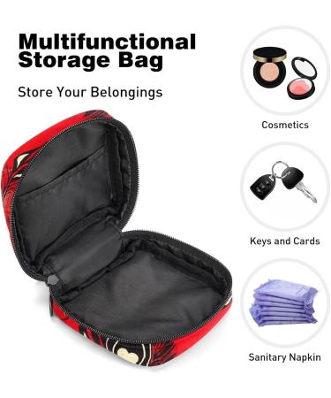 Bohemian Feather Period Bag | Sanitary Napkin Storage & Travel Makeup Pouch | Red Background Color - Buy Online on GoSupps.com
