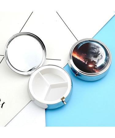 Travel Pill Box - 3 Compartment Portable Pill Organizer with Planet View Design - Compact Medicine Case for Handbag & Pocket - Buy Online on GoSupps.com