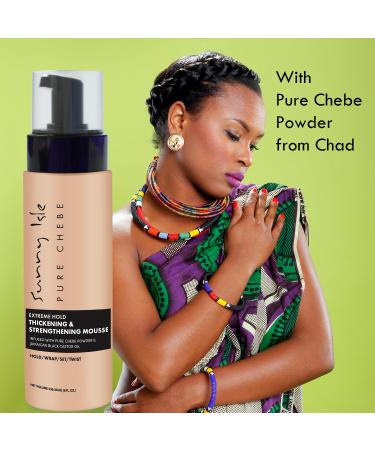 Sunny Isle Pure Chebe Mousse 8oz | Extreme Hold & Thickening Hair Treatment | Infused with African Chebe Powder & Jamaican Black Castor Oil - Buy Online on GoSupps.com