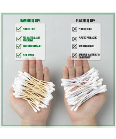 Nuduko Bamboo Cotton Swabs 500 Count | 100% Compostable & Organic | Eco-Friendly Biodegradable Wooden Cotton Buds | Plastic-Free Spiral/Round Head | 500 Pack - Buy Online on GoSupps.com