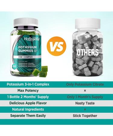 Potassium 3 in 1 Complex Gummies | Sugar Free | 99mg Potassium Citrate | Leg Cramps & Muscle Supplements | 60 Chewables - Buy Online on GoSupps.com