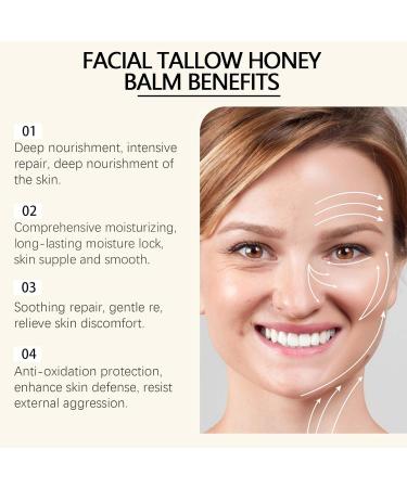 Organic Facial Tallow & Honey Balm - Hydrating Grass-Fed Beef Tallow Moisturizer for Face & Body - Buy Online on GoSupps.com