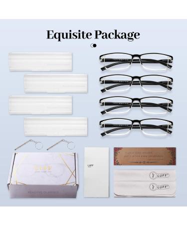 LUFF 4PACK Reading Glasses for Men & Women - Anti Blue Light Computer Readers 1.5x - Comfortable & Stylish - Buy Online on GoSupps.com