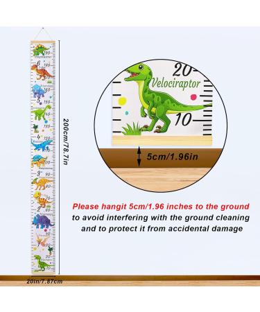 MHJY Kids Height Chart for Boys & Girls | Wooden Ruler Growth Chart | Dinosaur Themed Canvas Wall Decor - Buy Online on GoSupps.com