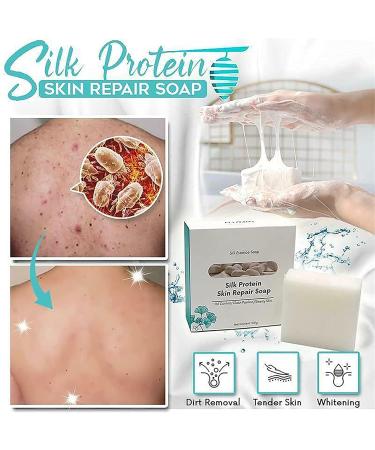 Silk Protein Skin Repair Soap | Goat Milk & Oil Control Cleansing Soap | Natural Skin Lightening & Acne Moisturizing Bar (1 Pcs - Buy Online on GoSupps.com