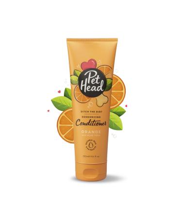 PET HEAD Dog Conditioner 250ml Ditch the Dirt Orange Scent Best Dog Conditioner for Smelly Dogs Deep Cleans Removes Odours Deodorising Vegan Professional Grooming Gentle Formula for Puppies