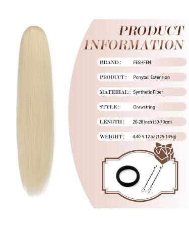 Long Straight Braid Ponytail Hair Extensions - Light Blonde Synthetic Drawstring Extensions for Women - 50 cm - Buy Online on GoSupps.com