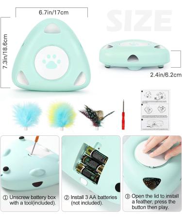 Pawaboo Interactive Cat Toy with 3 Replacement Rotating Feathers - Automatic Electronic Teaser Toy for Indoor Cats in Lake Blue - Buy Online on GoSupps.com