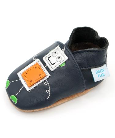 Dotty Fish Soft Leather Baby Shoes. Toddler Shoes for Boys. Non-Slip Suede Soles. 0-6 Months - 4-5 Years 3-4 Years Silver Robot - Buy Online on GoSupps.com