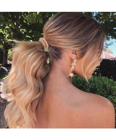 Laughhe 3 Pieces Hair Scrunchies with Pearls Hair Bands with Crystals Rubber Bands Ponytail Hair Tie Hair Accessories for Women Girls - Buy Online on GoSupps.com