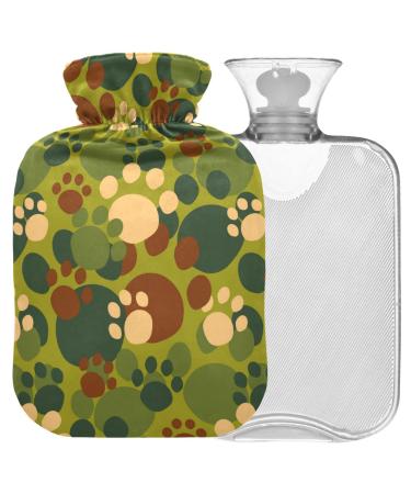 Naanle camouflage cats paw heat bottle with cover transparent hot water bottle 1l heat bottle for bed handfoot heat pain relief heat and cold therapy
