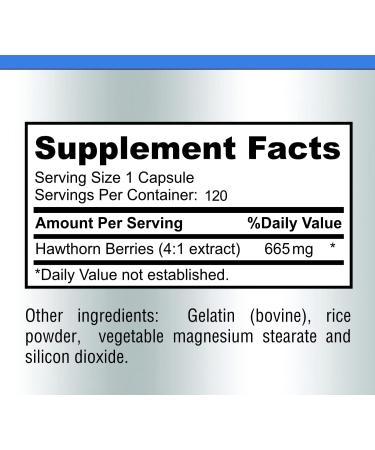 Hawthorn Berry Extract 4:1 (120 Capsules) - Supports Healthy Blood Pressure, Heart Health, Immune System - Super Antioxidant - Concentrated from 2660mg Berries - Buy Online on GoSupps.com