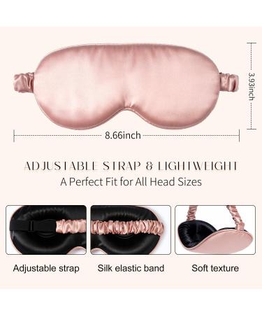 100% 22 Momme Mulberry Silk Sleep Mask - Weighted 3D Blackout Eye Cover for Lash Extensions | Adjustable Strap for Men & Women - Rose Gold - Buy Online on GoSupps.com