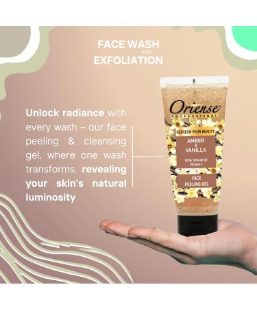 Amber & Vanilla Face Cleaning Gel - Exfoliating Apricot Kernel Powder Bitter Almond Oil & Vitamin E | Luxurious Skin Care - 3.3 fl. oz - Buy Online on GoSupps.com