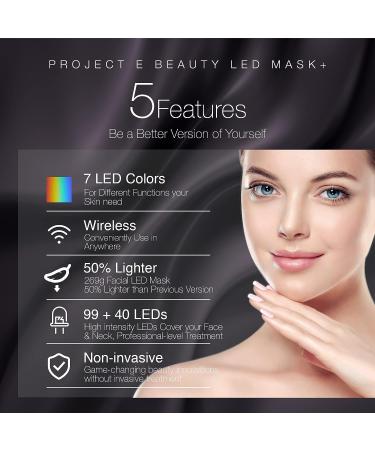 Project E Beauty LED Light Therapy Mask - Wireless Photon Skin Rejuvenation | 7 Color Treatment for Anti-Aging, Acne, and Wrinkles | Face & Neck Skincare Mask - Buy Online on GoSupps.com