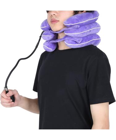 Cervical Neck Traction Device - Inflatable Adjustable Neck Support for Pain Relief & Traction (Purple) - International Shipping Available - Buy Online on GoSupps.com