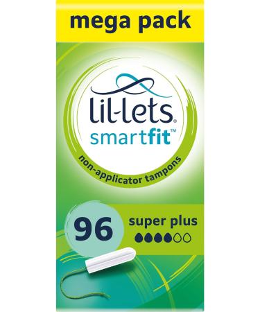 Lil-Lets Non-Applicator Super Plus Tampons X 96 | 6 Packs of 16 | Heavy Flow & Non-Applicator Regular Tampons X 96 | 6 Packs of 16 | Light to Medium Flow + Regular Tampons X 96 - Buy Online on GoSupps.com