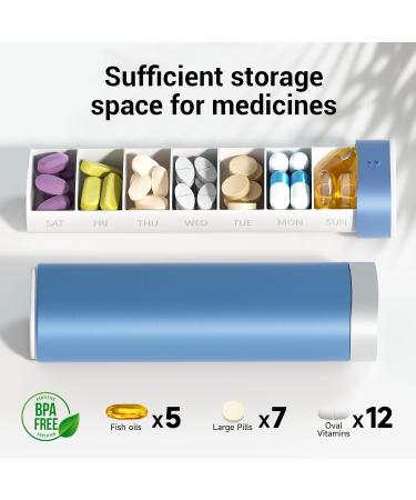 Together 7-Day Pill Organizer | Cute Weekly Travel Pill Box for Vitamins & Supplements | Daily Medication Holder (Blue) - Buy Online on GoSupps.com