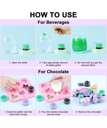 Edible Glitter - 3 Colours 100% Edible Glitter for Cakes Black Purple Green Edible Glitter for Drinks Cake Decorations Chocolates Muffins Cocktail Cream etc (4g Each) - Buy Online on GoSupps.com