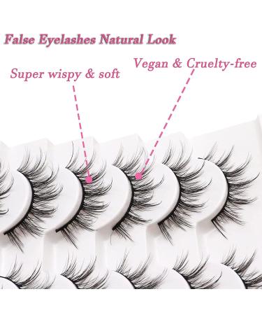 Losha Manga Lashes Fluffy Faux Mink Lashes Natural Look 10 Pairs Asian False Eyelashes Pack Look Like Individual Clusters| 6D75 Cotton Band Lashes-Manga lashes-6D75 - Buy Online on GoSupps.com