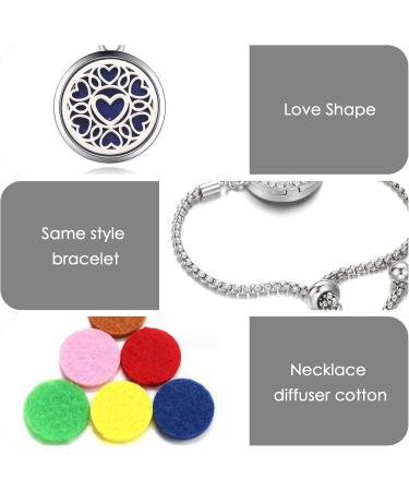 CAIRIAC 20 Refill Pads Essential Oil Diffuser Bracelet Necklace Set - Aromatherapy Jewelry for Women Fragrance Diffuser Pendant Perfect Birthday Gifts (Silver Love - Buy Online on GoSupps.com