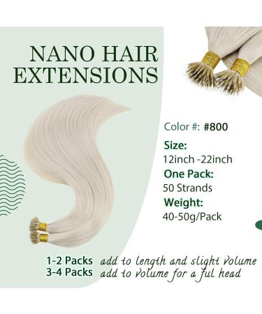 RUNATURE White Blonde Nano Hair Extensions 24 Inch 50g Remy Human Hair - A-Nano-#800 - Buy Online on GoSupps.com
