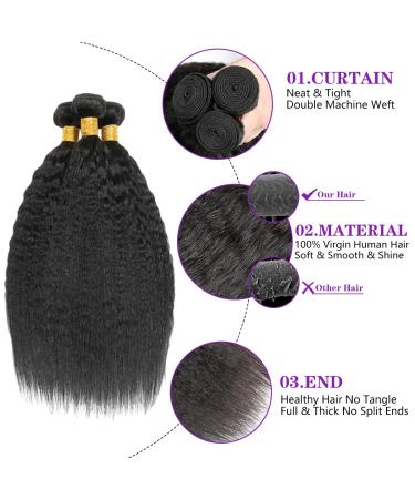 Buy Ifly Brazilian Real Hair Yaki Bundles - 100% Virgin Human Hair Extensions (10 12 14 inches) - Kinky Straight Natural Black Color - Buy Online on GoSupps.com