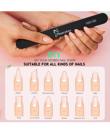 Maryton 100/180 Grit Nail File for Acrylic Nails Poly Gel - 12 PCS Double Sided Emery Boards for Salon & Home Manicure - Washable Professional Nail Care Tool (Black) - Buy Online on GoSupps.com