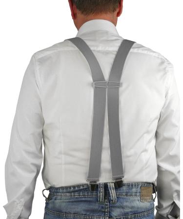 Harry's Collection Men's Suspenders - 4 Extra Strong Clips Plain Design One Size Light Grey - Shop Worldwide - Buy Online on GoSupps.com