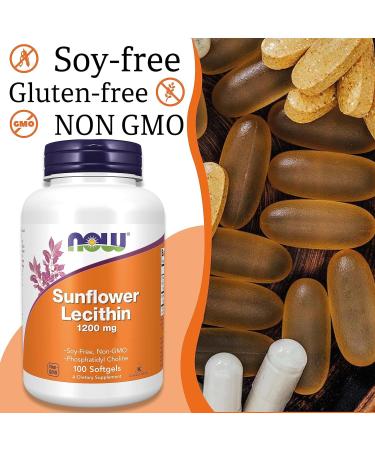Now Supplements Sunflower Lecithin 1 200 mg High Dose 100 Softcapsules Lab Tested Soy Free Gluten Free Non-GMO - Buy Online on GoSupps.com