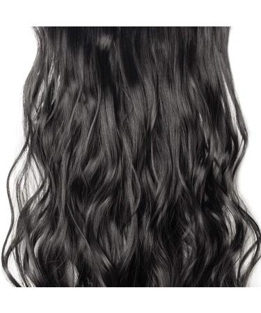 SILK-CO 17 Jet Black Curly Clip-In Hair Extensions - 100% Synthetic Hair, 8PCS Set for Full Head - Long Wavy Style - Buy Online on GoSupps.com