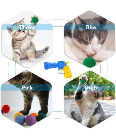 Buy Wllhyf 50-Piece Cat Toy Ball Set with Noiseless Thrower - Interactive Indoor Soft Plush Toys for Cats & Kittens - Buy Online on GoSupps.com