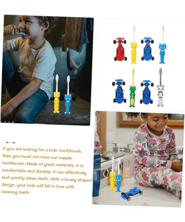 Beavorty Cartoon Children's Toothbrush Set - 4 Manual Toothbrushes with Suction Cup - Fun Oral Cleaning Supplies for Kids - Buy Online on GoSupps.com