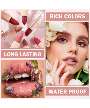 2PCS Nude Matte Lipstick Set - Velvety Smooth Non-Stick Cup Lip Stain & Lip Gloss - Perfect Makeup Gift for Women - 607 White Peach - Buy Online on GoSupps.com