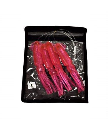 EatMyTackle 9 in. Squid Daisy Chain | 6 ft. Saltwater Fishing Teaser Hot Pink