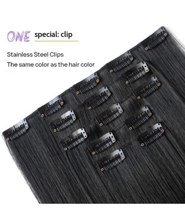 Clip in Hair Extensions Straight Black 22 Synthetic Thick Blonde Curly Wavy 5PCS - Buy Online on GoSupps.com
