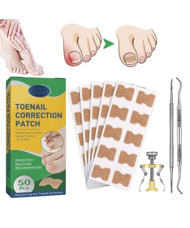 Fitmedify Nail Patches, Fit Medify Toenail Patches with Nail Correction Tool, Ingrown Toenail Corrector Strips, Correction Patches for Toe Nails Fungus, Relieve Nail Groove (50Pcs)