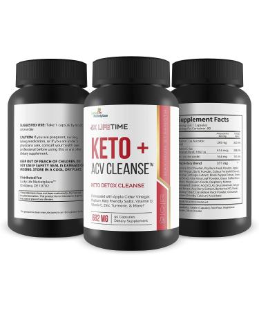 3X Lifetime Keto + ACV Cleanse - Full Body Keto Detox Cleanse - 90 Day Supply for Belly Bloat Reduction - With Psyllium Digestive Support for Energy & Focus - Keto Detox Cleanser - Buy Online on GoSupps.com