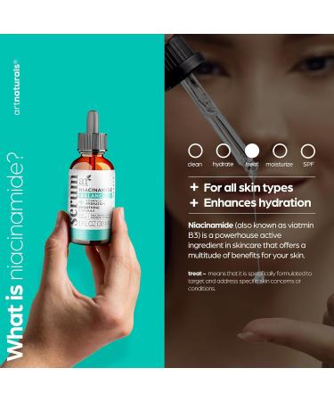 Artnaturals Niacinamide Face Serum 10% Active Niacinamide with 1% Zinc PCA & Vitamin B3 - Hyaluronic Acid Pore Reducer Mineral Blemish Protection 1 oz - Buy Online on GoSupps.com