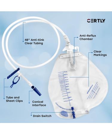 Buy Urinary Drainage Bag 2000mL - Anti-Reflux Leakproof Disposable - Perfect for Incontinence & Hospital Care - Fast Shipping Worldwide - Buy Online on GoSupps.com