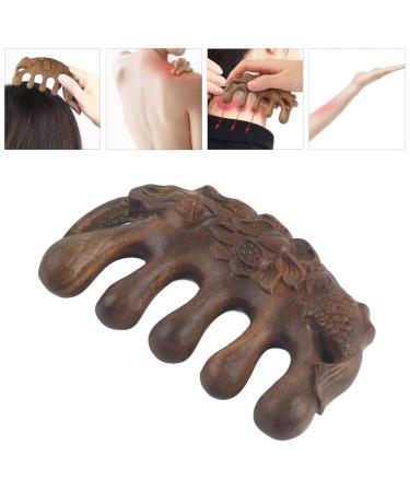 Sandalwood Meridian Wide Tooth Massage Comb | Green Sandalwood Head & Scalp Massager for Neck Shoulder & Hand - Best International Shipping - Buy Online on GoSupps.com
