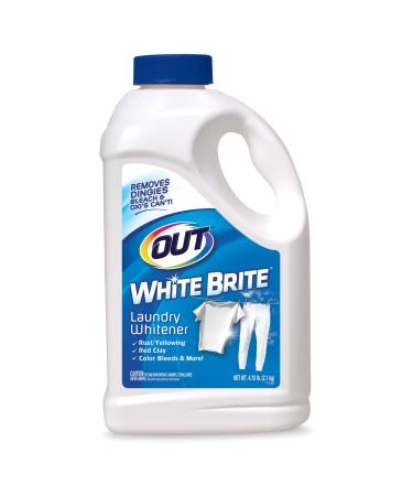 OUT White Brite Laundry Whitener, Removes Red Clay, Perfect for Cleaning White Baseball Pants, Sheets, Towels, Safer than Bleach, Cleaner, Brighter, Fresher Laundry, 4 Pound 12 Ounce