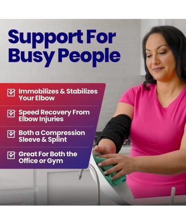 Elbow Splint for Tendonitis & Cubital Tunnel Brace - Tennis Elbow Support with Arm Compression Sleeve - Ulnar Nerve Brace for Men & Women - Pain Relief & Sleep Aid - Buy Online on GoSupps.com